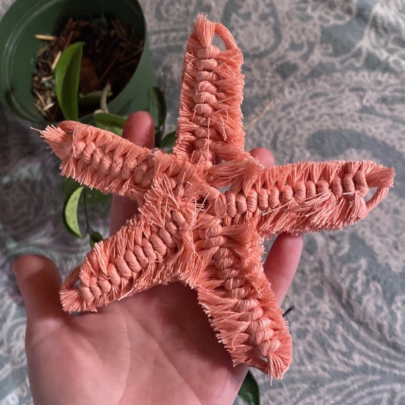 Hand Crafted Macrame Pink Starfish Home Decor - Picture 4 of 5